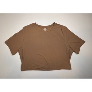 SKIMS Top Womens 4x Brown Fits Everybody Cropped Crewneck Stretch Tee T Shirt